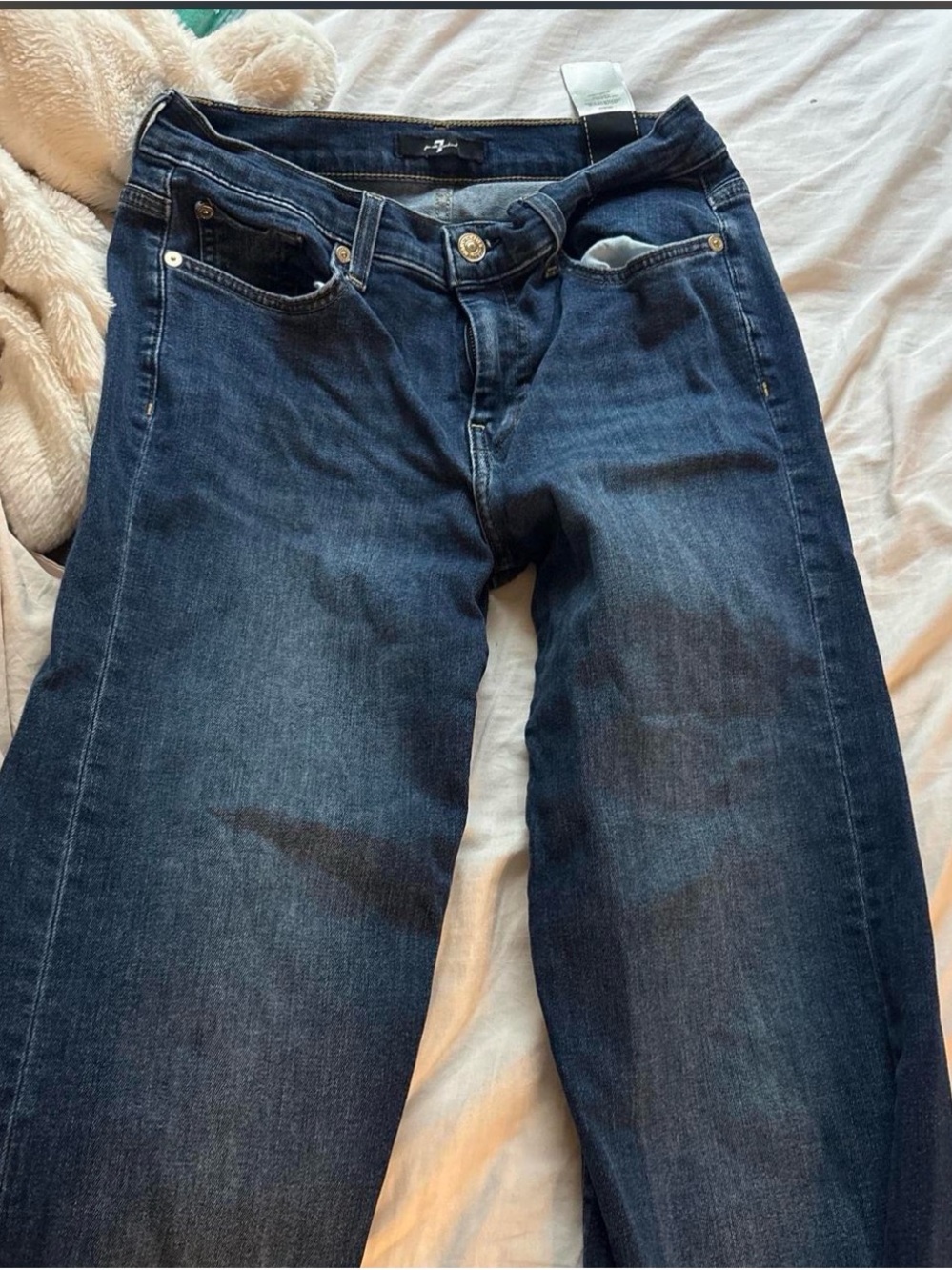 7 For All Mankind Dark Blue Straight-Leg Jeans